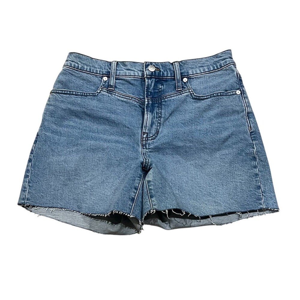 Madewell Cut-Off Shorts Womens Size 29 Medium Wash Blue Raw Hem High Rise